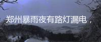 郑州暴雨夜有路灯漏电
，有市民涉水时倒地